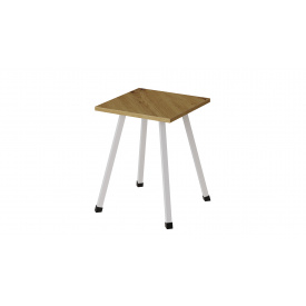 Табурет кухонный Ferrum-decor 430x320x320 Белый металл ДСП Дуб Артизан 16 мм (TAB013)