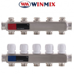 Коллектор для системы "ТЕПЛЫЙ ПОЛ" Winmix Европродукт 1100-05 на 5 выхода с термодатчиком (нержавейка) Вінниця