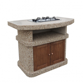 Стол-плита уличный Сицилия с дверцами бетонный