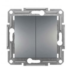 Двухклавишный кнопочный выключатель Schneider Electric Asfora EPH1100162 (сталь)