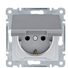 Розетка Hager WL1152 Lumina 16А/230В із з/к із кришкою (срібляста)