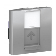 Одинарна комп'ютерна розетка Schneider Electric NU341730 RJ45 cat.6 STP із полем для напису 2М (алюміній)