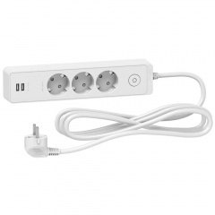 Подовжувач Schneider Electric ST943U1W на 3 місця та 2хUSB (1,5м) білий Ірпінь