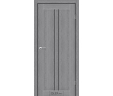 Двери межкомнатные StilDoors (Стиль Дорс) Барселона Дуб Пепельный черное стекло 600х900х2000 мм