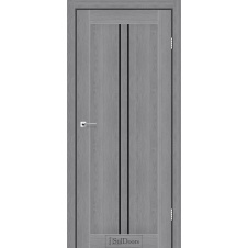 Двері міжкімнатні StilDoors (Стиль Дорс) Барселона Дуб Попелястий чорне скло 600х900х2000 мм
