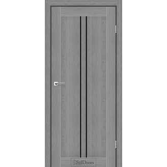 Двері міжкімнатні StilDoors (Стиль Дорс) Барселона Дуб Попелястий чорне скло 600х900х2000 мм
