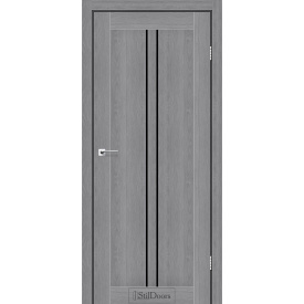 Двері міжкімнатні StilDoors (Стиль Дорс) Барселона Дуб Попелястий чорне скло 600х900х2000 мм