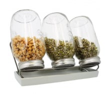 Набор для проращивания семян Eschenfelder: 3 банки на 1500 мл, белый