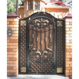 Калитка кованая художественная закрытая с цветным переливом Legran