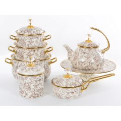 Кастрюля эмалированая "BIRD" Elmani с крышкой, 1,5л, 14см Ладан