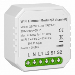 Розумний вимикач – регулятор Tervix Pro Line WiFi Dimmer (2 клавіші) (436421) Бровары