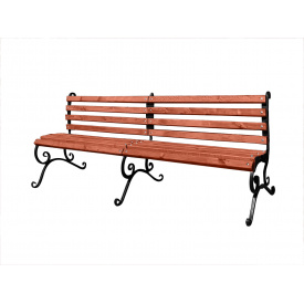 Лавка Tobi Sho "Дуос" садово-паркова кована без підлокітників 2,6 м колір Червоне дерево
