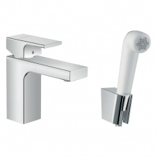 Змішувач для умивальника Hansgrohe Vernis Shape 100 з гігієнічною лійкою