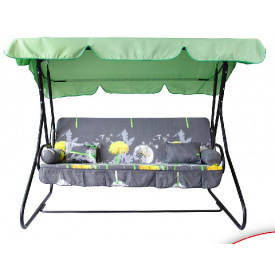 Садовая качеля Vitan Графиня с тентом трехместная одуванчики на сером фоне