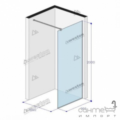 Душевая перегородка Weston 1000x950x2000 профиль хром/прозрачное стекло Львів