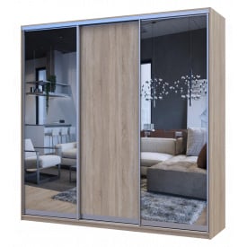 Шафа купе Doros Сіті Лайт Дуб сонома 1 ДСП / 2 дзеркала 225х60х225 (42002136)