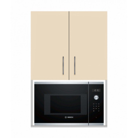 Навісна шафа закрита (дводверна) (під МВ піч) ширина 700 МАКСІ МЕБЛІ Сірий/Ваніль (80015)