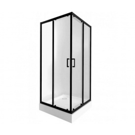 Душова кабіна Qtap Taurus з піддоном Qtap Tern профіль чорний 90x90x202 (TAUBLA1099SC6SET)