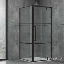 Душевая кабина Dusel DL198BP+DL196BP Black Matt Paint 100x100x190 профиль черный/стекло прозрачное