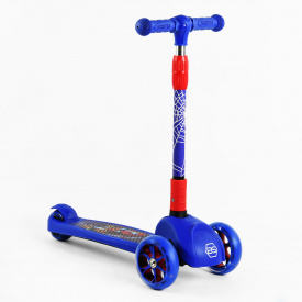 Самокат трехколесный Best Scooter Spiderman складной руль светящиеся колеса PU 60 кг Синий (105390)