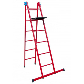 Лестница универсальная металлическая Господар 6 ступенек со столиком h 1610/3620 мм (79-1016)