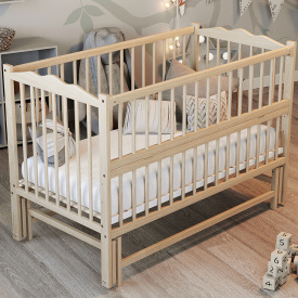 Дитяче ліжечко OSKAR бук натуральний лак Без шухляд