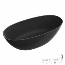 Отдельностоящая овальная ванна из литого мрамора Marmorin Wika Black Matt 1600x705 матовая черная