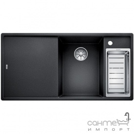 Кухонная мойка на полторы чаши с сушкой+доска стекло Blanco Axia III 6 S-F Silgranit PuraDur правая 527228 вулканический серый