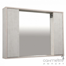 Зеркало с LED-подсветкой, полкой и двумя шкафчиками по бокам Аква Родос Шельф 100 нордленд