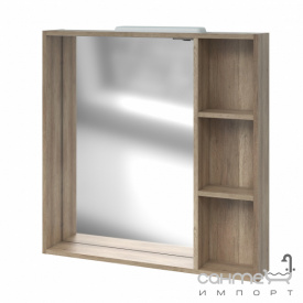 Зеркало с подсветкой и полочками Mirater Twist 80 корабельный дуб