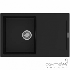 Гранитная кухонная мойка на одну чашу с сушкой Fabiano Navio 79x50 Alpine White белая