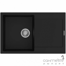 Гранитная кухонная мойка на одну чашу с сушкой Fabiano Navio 79x50 Antracit черная