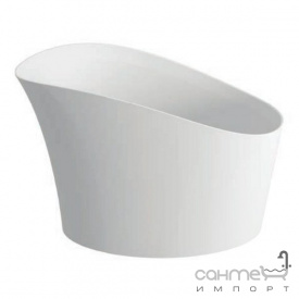 Овальная отдельностоящая сидячая ванна из литого мрамора Marmorin Biwa 1398x933 белая