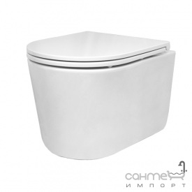 Безободковый подвесной унитаз с сидением softclose дюропласт Devit Style Vortex Flush 320150 белый