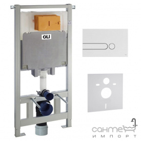 Инсталляция для подвесного унитаза Oliveira Oli80 885343 + панель смыва Iplate 670001 белая