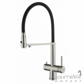 Смеситель для кухни с гибким изливом и изливом для фильтрованной воды Blue Water Tusar Inox нержавеющая сталь