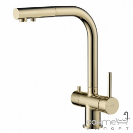 Смеситель для кухни с вытяжным изливом и изливом для фильтрованной воды Blue Water Apala Kolor Zloty золото