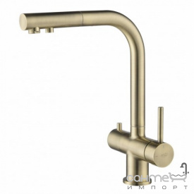 Смеситель для кухни с вытяжным изливом и изливом для фильтрованной воды Blue Water Apala Mosiadz Antyczny