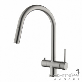 Смеситель для кухни с вытяжным изливом и изливом для фильтрованной воды Blue Water Cyrus Kolor Stali сталь