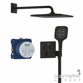 Душевая система скрытого монтажа с термостатом Grohe Grohtherm SmartContol Rainshower 310 Mono Cube 34865KF0 матовая черная