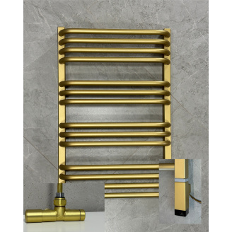 Полотенцесушитель комбинированный Terma Alex 760x500 Brass, тен ONE + вентиль Unico