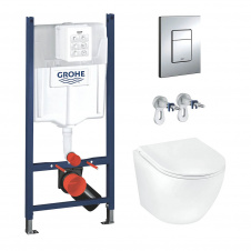 Інсталяція Grohe Rapid SL 3884966Q + унітаз Kroner Harz WHI493736 Rimless (3884966KH493736)
