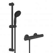Змішувач термостатичний для душу Grohe QuickFix Start з душовим гарнітуром, чорний матовий (UA303908T1)
