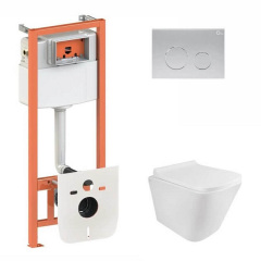 Інсталяція для унітазу 3 в 1 Qtap Nest + унітаз з сидінням, з панеллю змиву (QT1733052ERW0133M425M11111SAT) Киев