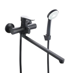 Змішувач для ванни Lidz Nicole 005 з душовим гарнітуром чорний (LDNIC005BLA45183) Боярка