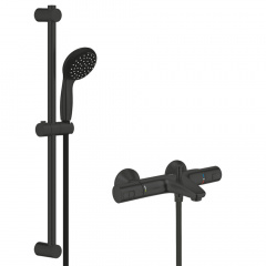 Змішувач термостатичний для ванни Grohe QuickFix Start з душовим гарнітуром, чорний матовий (UA303907T1) Киев