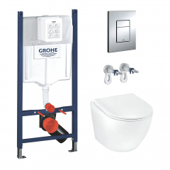 Інсталяція Grohe Rapid SL 3884966Q + унітаз Kroner Harz WHI493736 Rimless (3884966KH493736) Балаклія