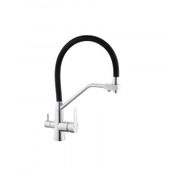 Змішувач для кухні з підключенням до фільтра Kroner KRP Edelstahl Klassisch-ESG03817BLK сталь/чорний Шостка