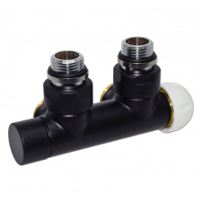 Термостатический узел Carlo Poletti Twin Thermo угловой правый 1/2" Зx3/4" EK 50 мм Black Matte