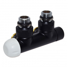 Термостатический узел Carlo Poletti Twin Thermo угловой левый 1/2" Зx3/4" EK 50 мм Black Matte